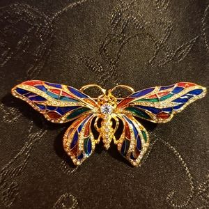 Gorgeous Signed JBK Rhinestone Butterfly Brooch